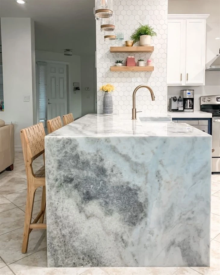 Crystal Blue Marble kitchen countertop